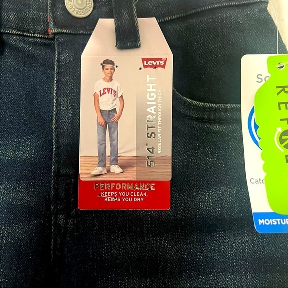 Levi's 514 Straight Flex Stretch Boys 7X Regular Stain Release Adjustable Waist - Picture 3 of 10